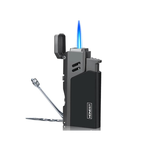 Honest Jet Torch Cigar Lighter - Adjustable Flame, Refillable with Butane - Outdoor