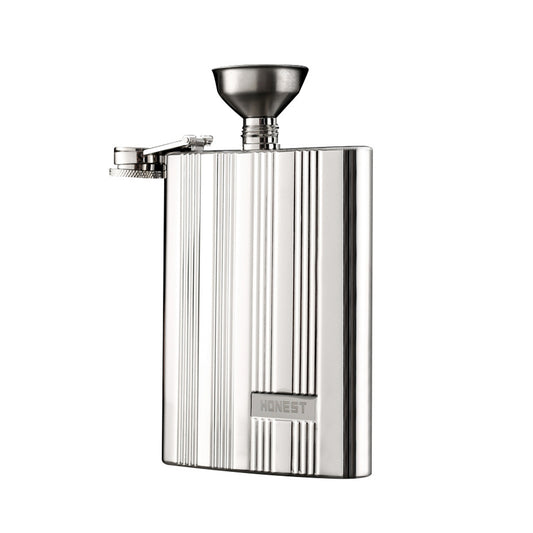 Honest Genuine 8oz Hip Flask Set Portable Outdoor Stainless Steel Liquor Flask Double Sided Embossed Gift Set