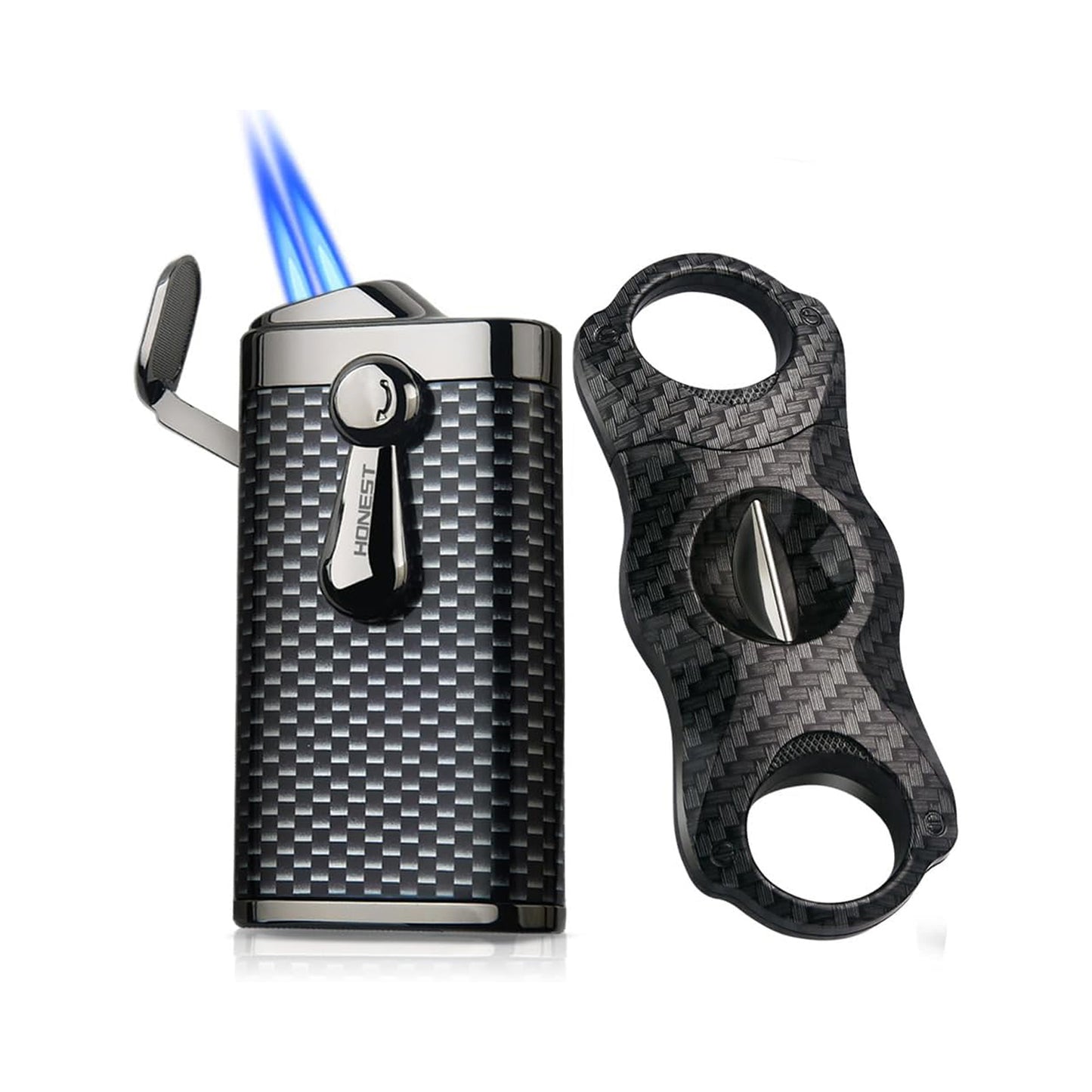 HONEST Double Jet Flame Torch Lighter – Pocket Lighter Gift for Men, Ideal for BBQ, Kitchen, Fireplace, and Candles