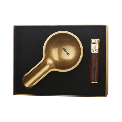 Honest 2025 New Windproof Refillable Lighter with Durable Metal Ashtray Gift Set for Home or Office