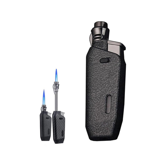 Honest Torch Lighter Telescopic Long Wand Jet Lighter Windproof Butane Gas Refillable Lighters with Safety Lock Fuel Window for Candle Kitchen Outdoor Grill BBQ (Butane Not Included)