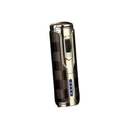 Honest Arc Pulse Windproof Three Straight Blue Flame Lighter, Metal Torch Lighter with Punch Hole, Refillable with Butane, Adjustable Flame, Suitable for Indoor and Outdoor Use