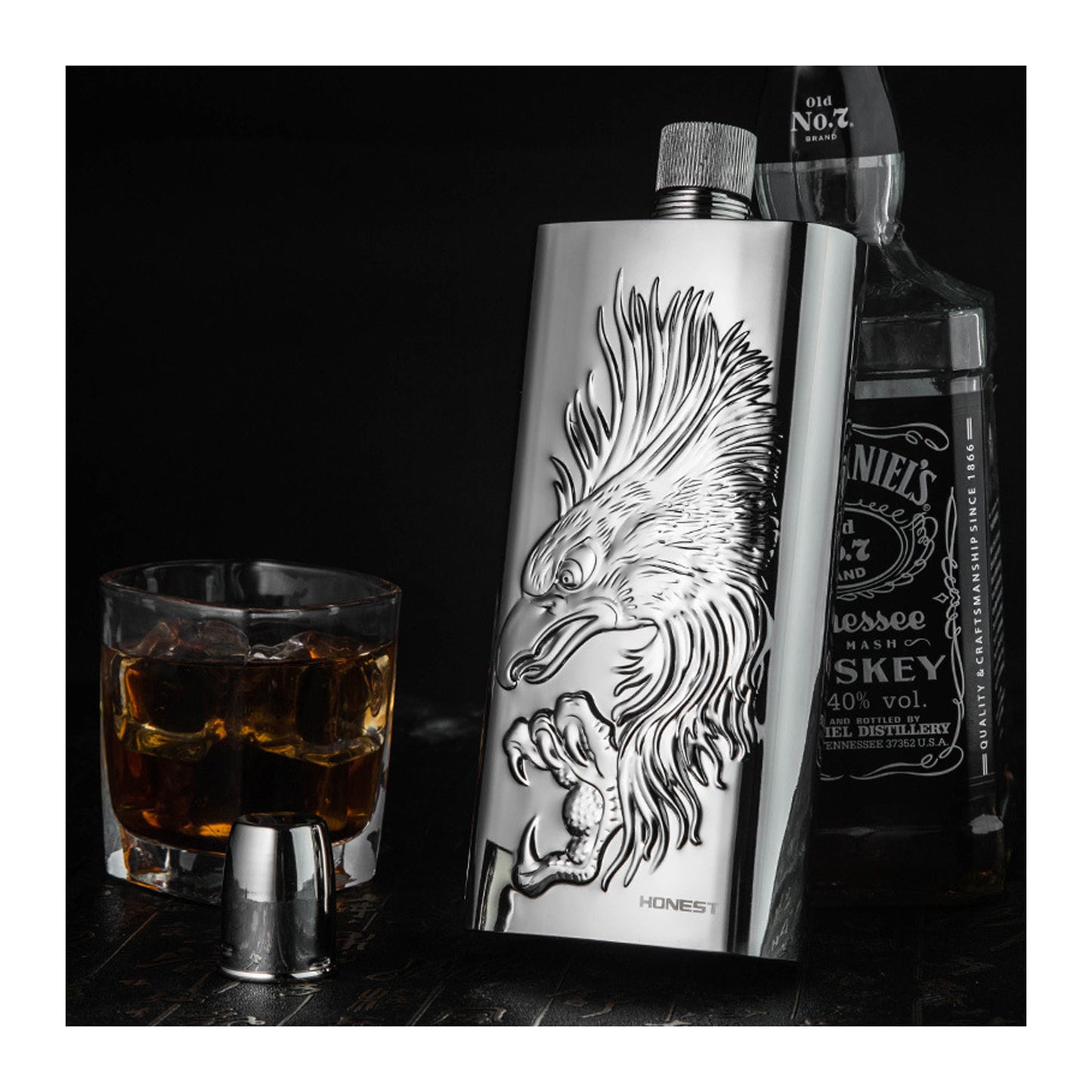 Honest Premium 17oz 304 Stainless Steel Hip Flask Portable Metal Alcohol Flask for Outdoor Travel and Personal Use