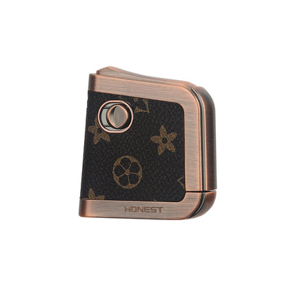 Honest Leather Metal One Piece Cast Vintage Retro Kerosene Lighter Refillable Fuel Push Ignition Design Windproof Trench