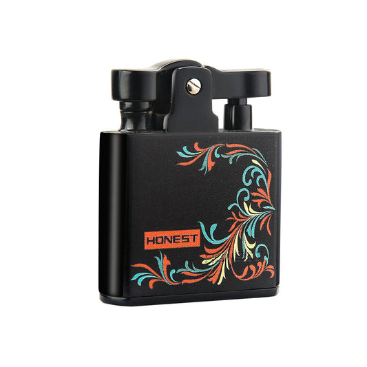 Honest Retro Antique Trench Lighter Reusable Kerosene Lighter, Old-Fashioned Nostalgic Push-Button Ignition Suitable for Candles Cigarettes Cigars Outdoor Camping Men's Gift