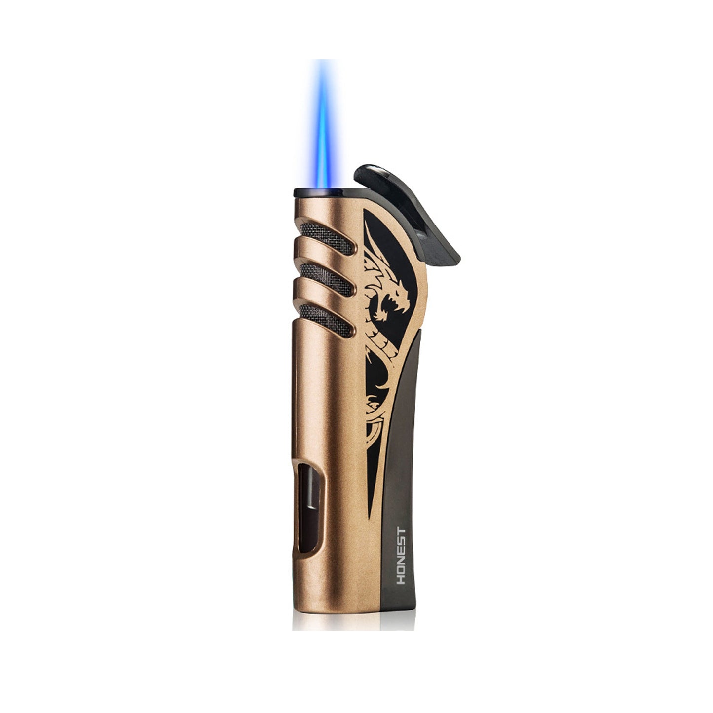 HONEST Blue Flame Torch Lighter Refillable Gas Lighter Creative Metal Design Unique Gift Idea for Men and Women