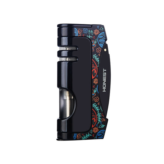 Honest Premium Creative Jet Flame Lighter Metal Refillable Lighter with Built-In Precision Cutter Tool