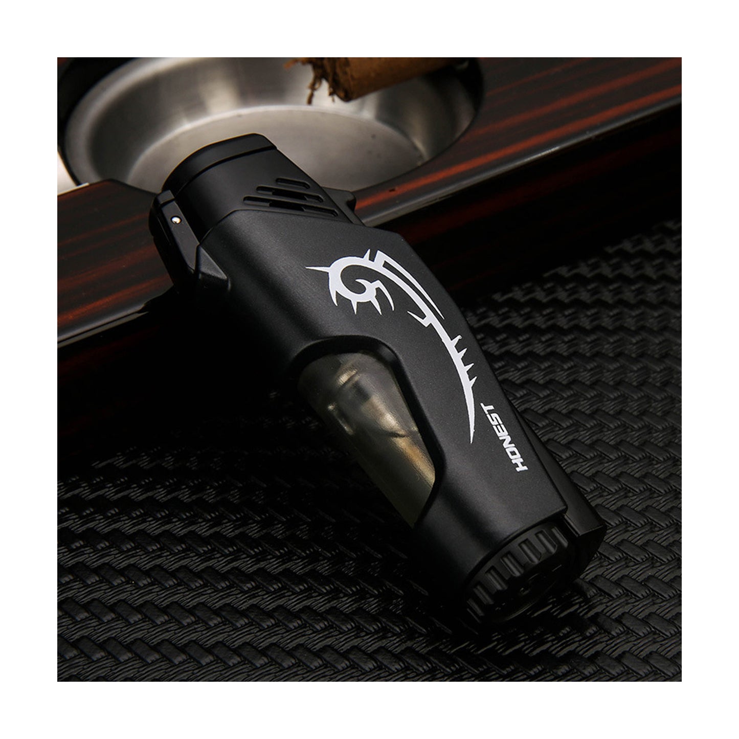 Honest New Dual Jet Blue Flame Windproof Portable Refillable Lighter Personalized Design Business Gift