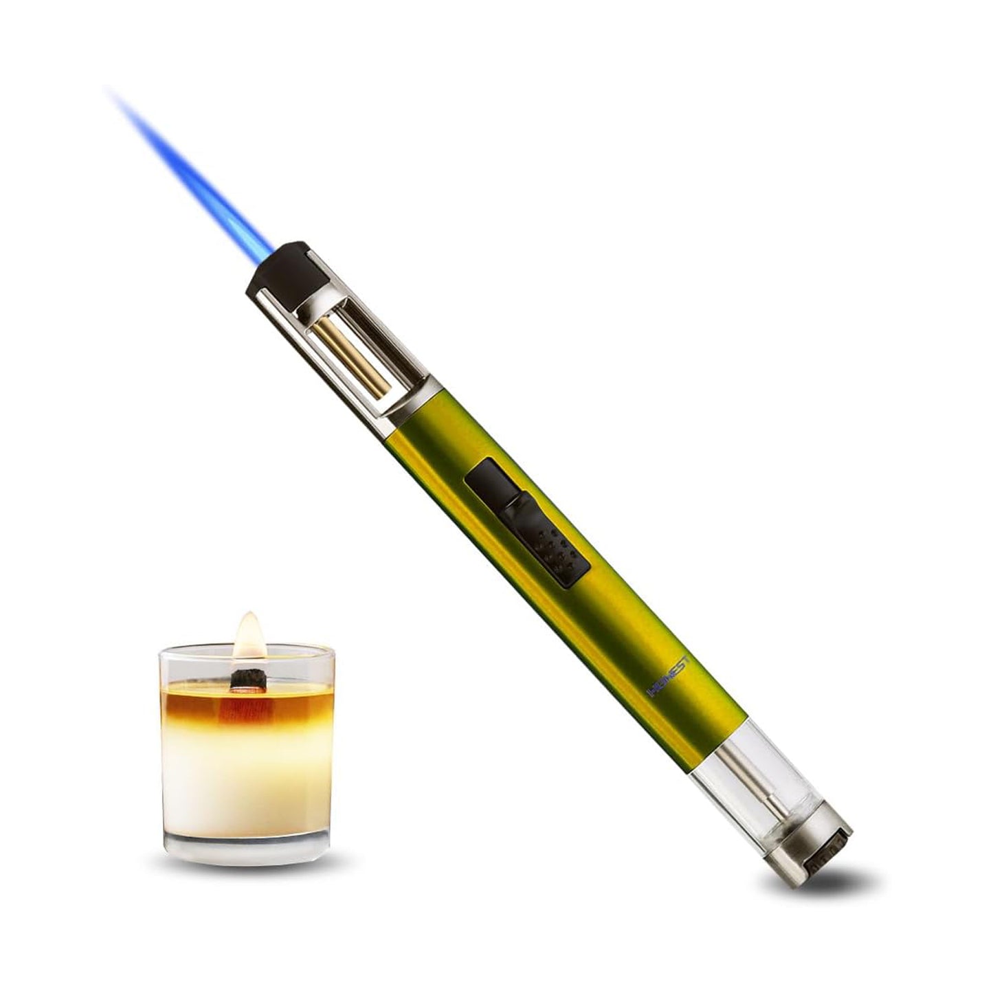 HONEST Refillable Butane Torch Lighter – Single Jet Flame for Candles, Grilling, BBQ, and Camping