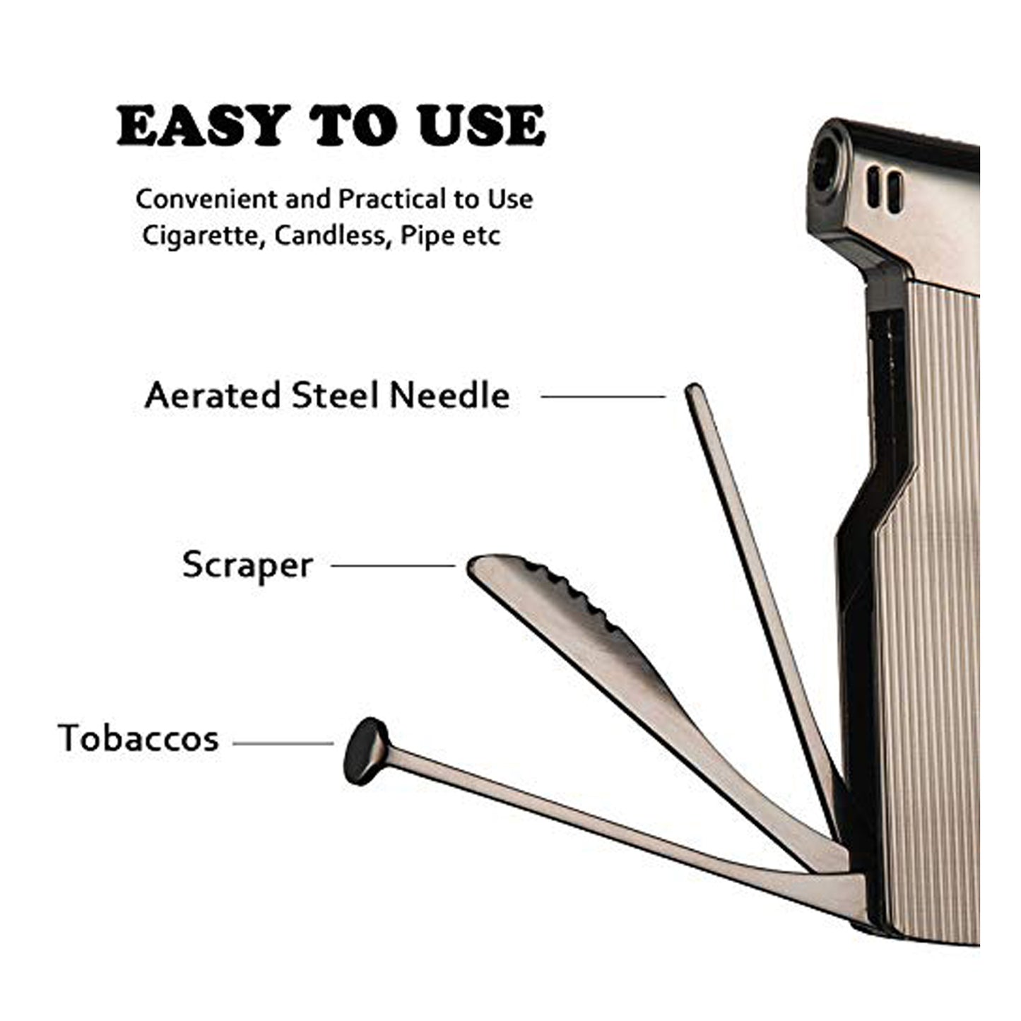 Soft Flame Pipe Lighter - Refillable Butane Lighter for Czech Pipe Tools - Perfect Father's Day Gift for Husband