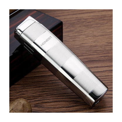 Honest Portable Blue Straight Flame Lighter Windproof Butane Lighter Jet Single Flame Lighter Convenient and Compact Rechargeable Adjustable Flame Suitable for Men's Gifts