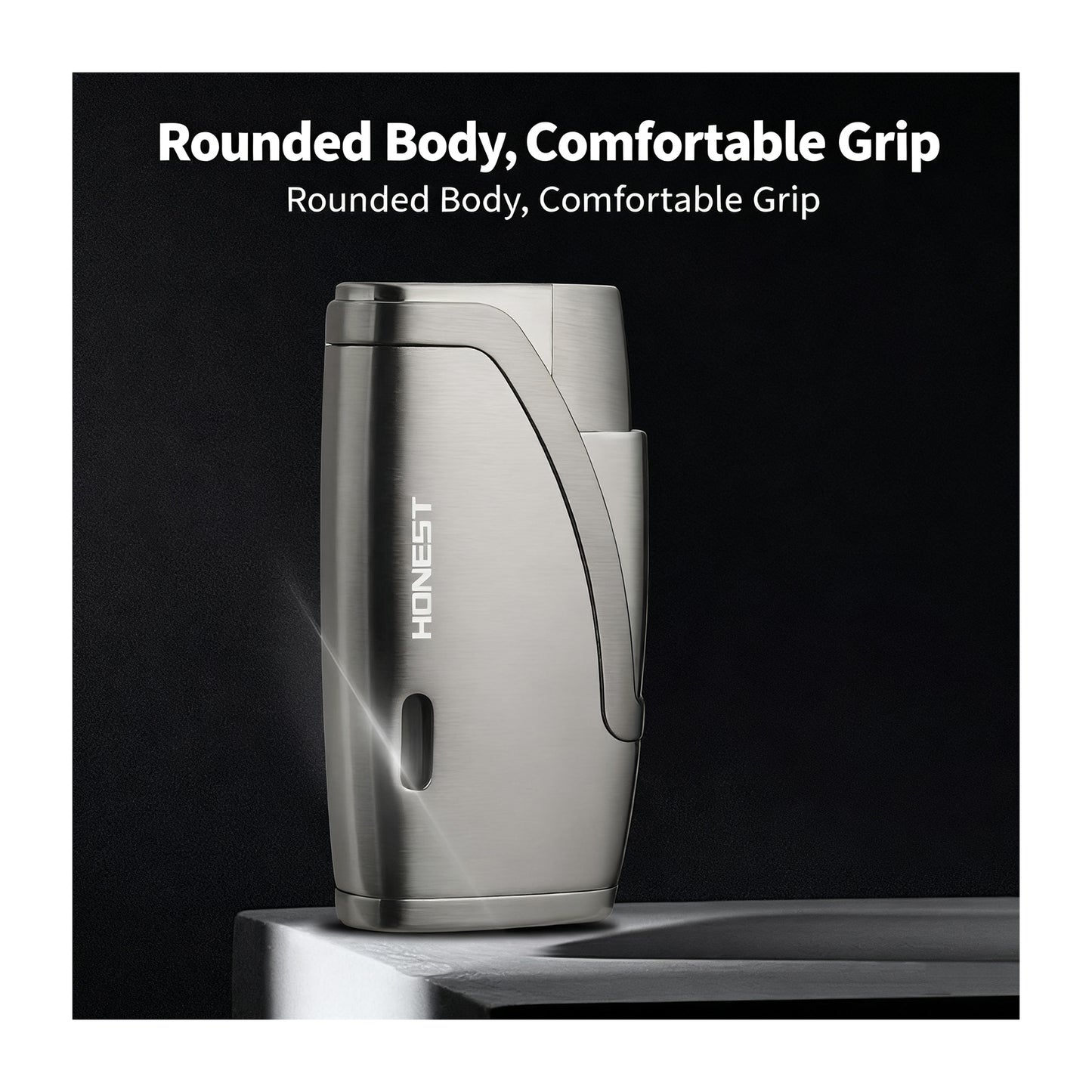 Honest Dual Windproof Flame Portable Lighter Premium Metal Inflatable Cigar Lighter with 7mm Punch