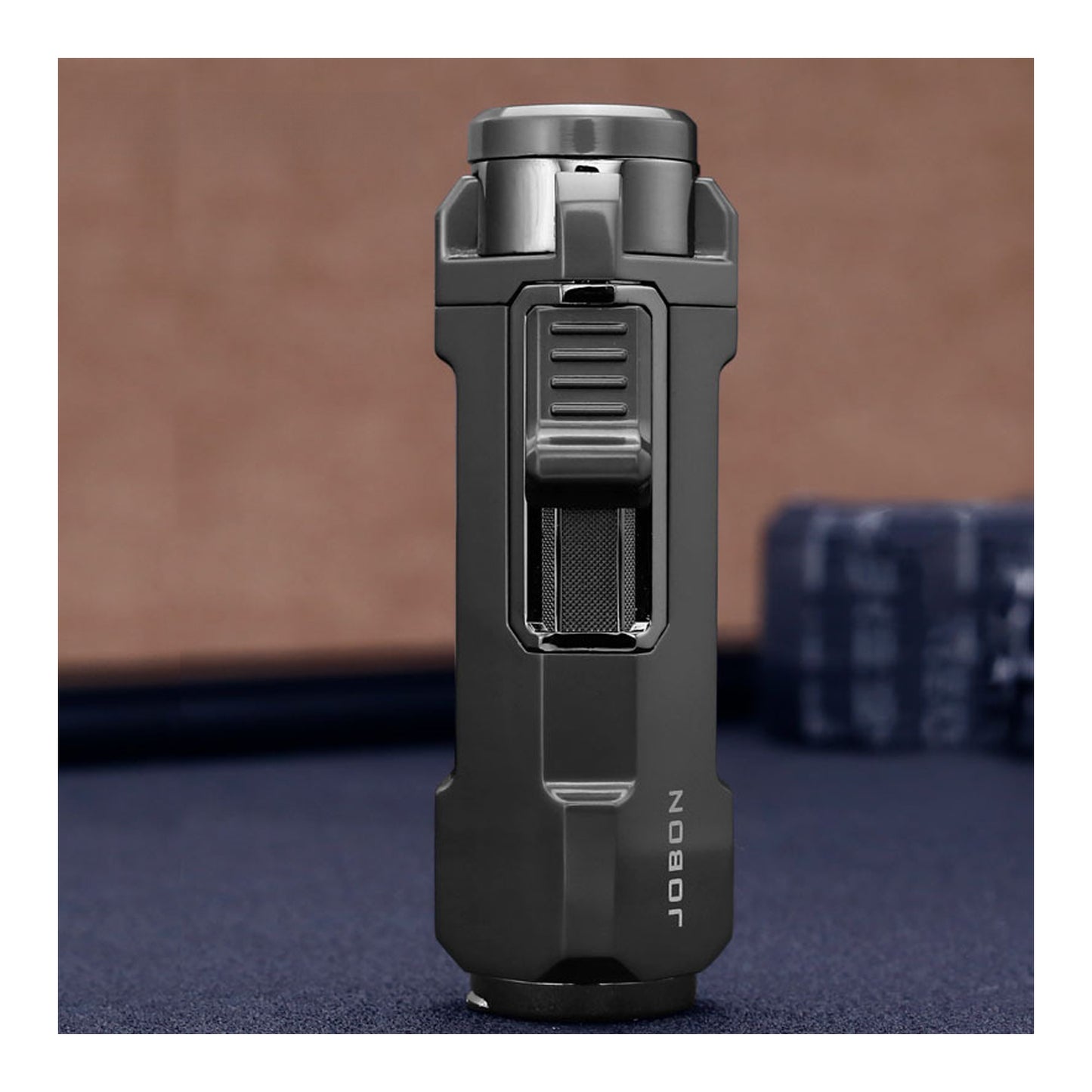 Metal Triple Jet Flame Windproof Refillable Lighter with Built-in Punch Tool