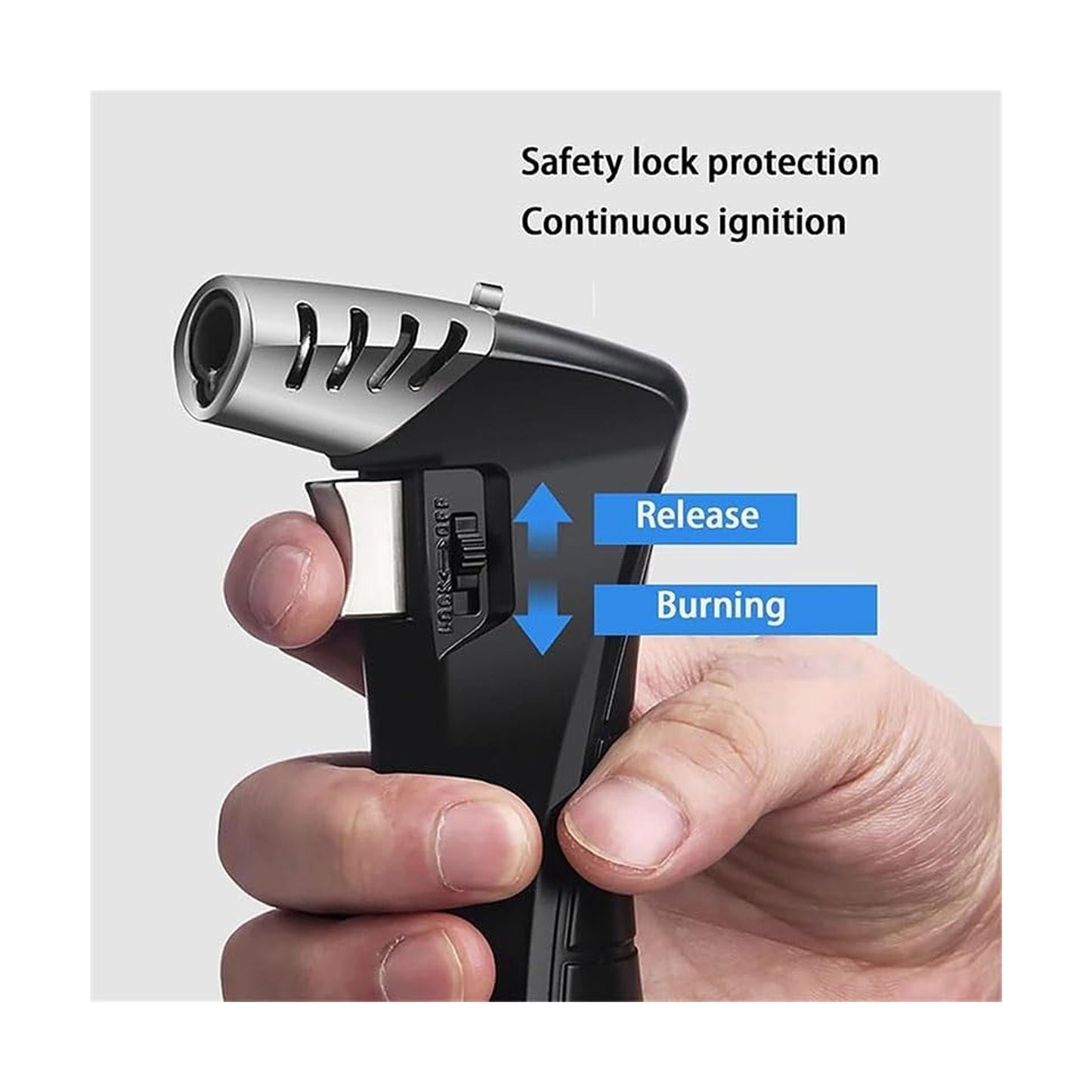 Honest Butane Jet Flame Cooking Lighter, Metal Windproof Lighter, Refillable Torch Lighter, Adjustable Flame Size Lighter for Kitchen Grill BBQ Candle Camping (Butane Not Included)
