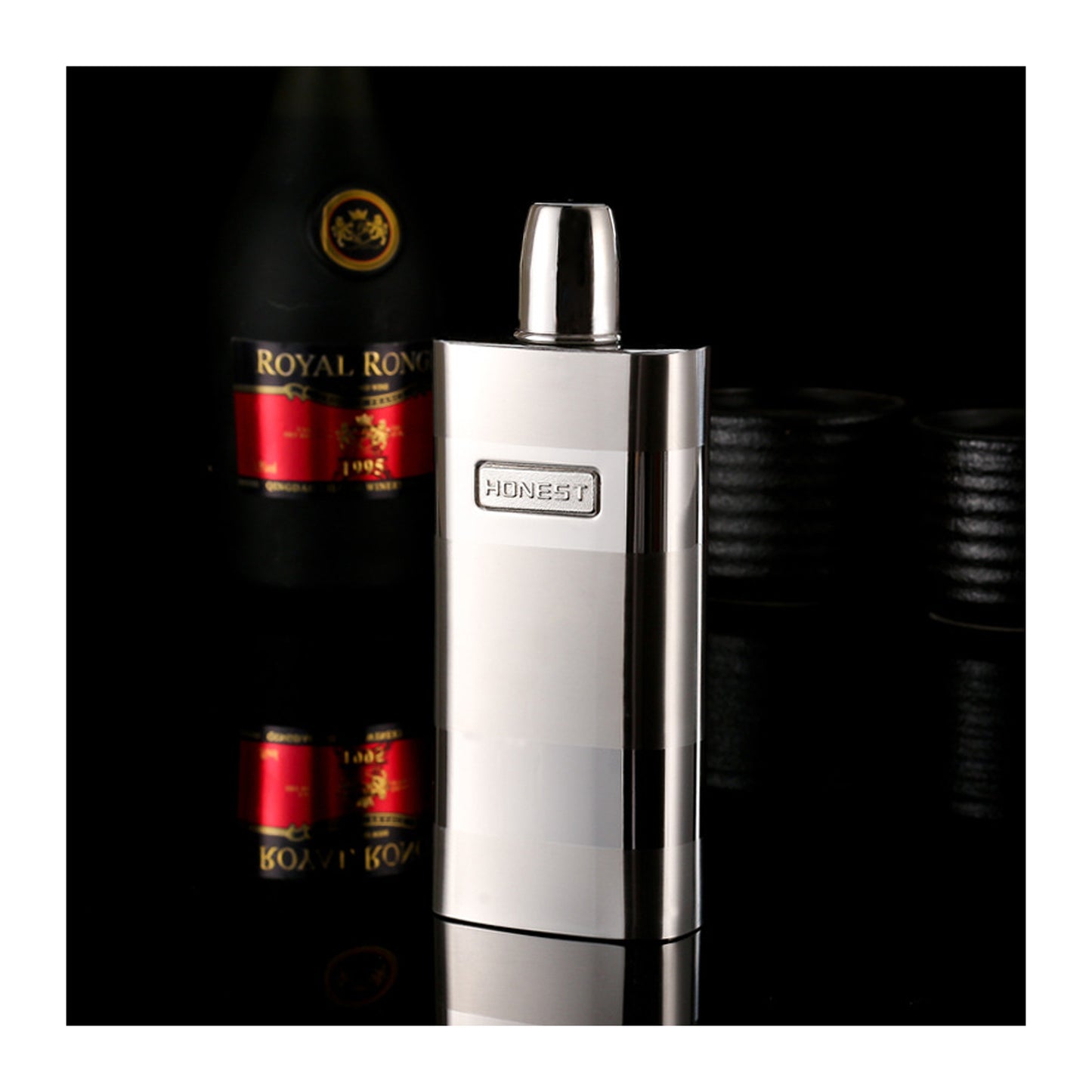 Honest 304 Stainless Steel 12oz Large Capacity Hip Flask Portable Outdoor Liquor Flask for Men with Drinking Cup