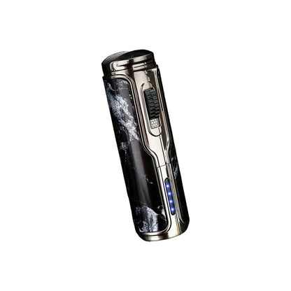 Honest Arc Pulse Windproof Three Straight Blue Flame Lighter, Metal Torch Lighter with Punch Hole, Refillable with Butane, Adjustable Flame, Suitable for Indoor and Outdoor Use