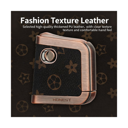 Honest Leather Metal One Piece Cast Vintage Retro Kerosene Lighter Refillable Fuel Push Ignition Design Windproof Trench