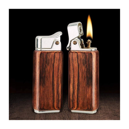 Honest Wood Vintage Antique Kerosene Lighter, Reusable Soft Flame Lighter with Wooden Box, Cool Flip Lighter for Men, Dads, Husbands Gift