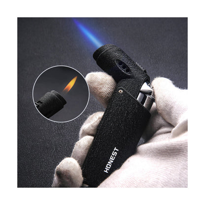 HONEST Mini Portable Windproof Refillable Metal Butane Lighter Straight Jet Flame Compact Pocket Lighter for Men Gift