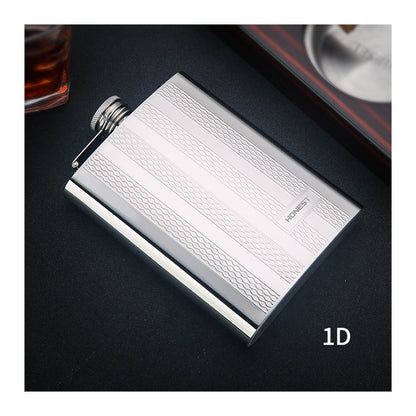 Honest Genuine 8oz Hip Flask Set Portable Outdoor Stainless Steel Liquor Flask Double Sided Embossed Gift Set
