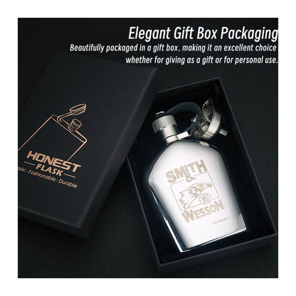 Honest Genuine German Style 5oz Portable 304 Stainless Steel Hip Flask Set for Spirits and Liquor