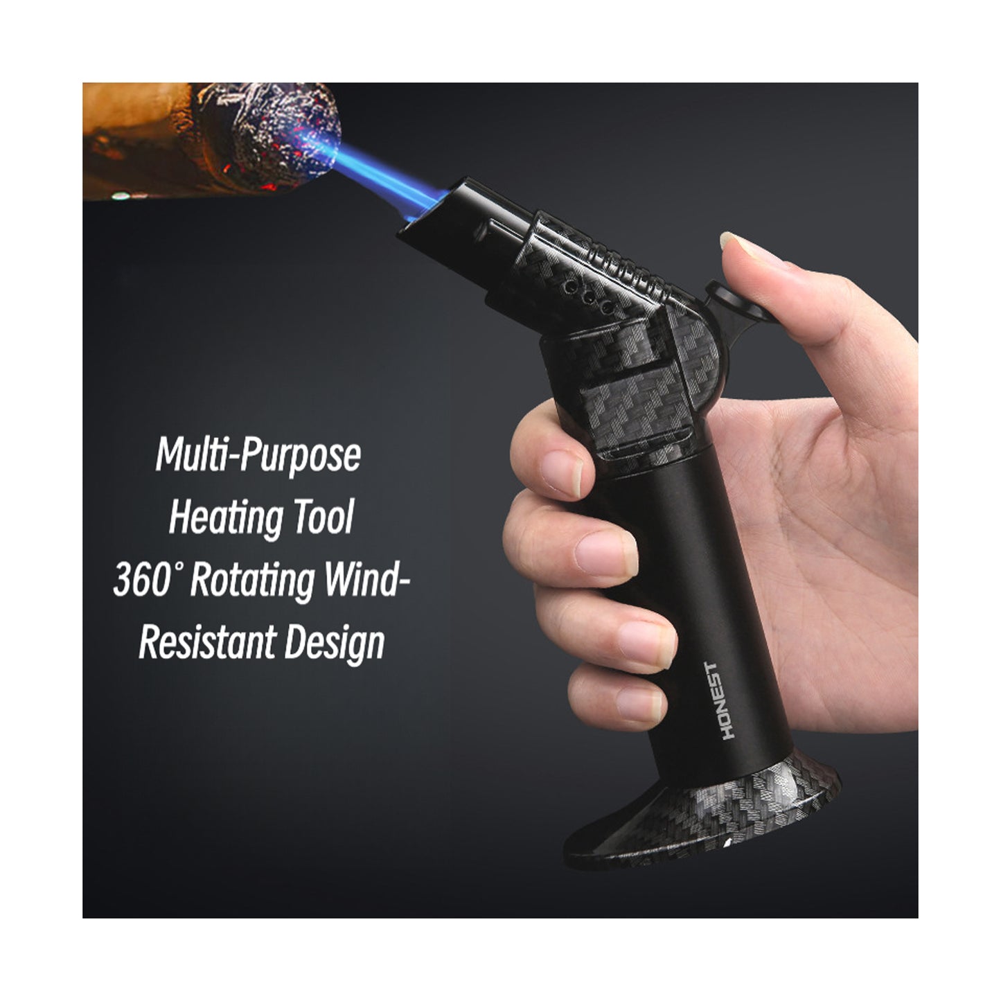 Honest Rechargeable Windproof Lighter, High-Temperature Torch for Professional Use, BBQ, and Crafting