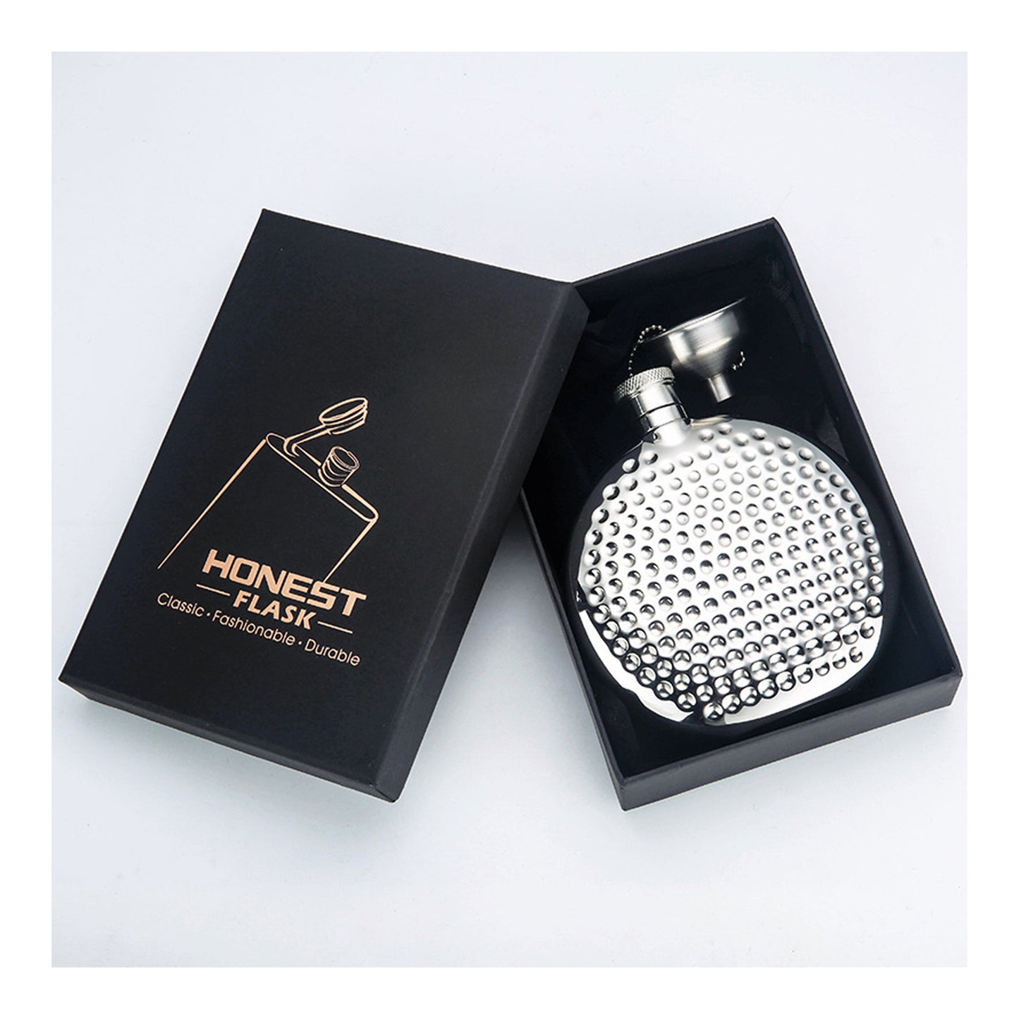 Honest Genuine 6oz Portable 304 Stainless Steel Hip Flask for Outdoor Use Round Design German Style White Liquor Flask