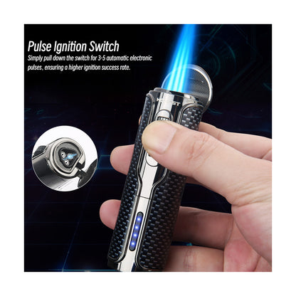 Honest New Creative Rechargeable Windproof Igniter, Triple Jet Flame High-End Lighter for Outdoor & Indoor Use