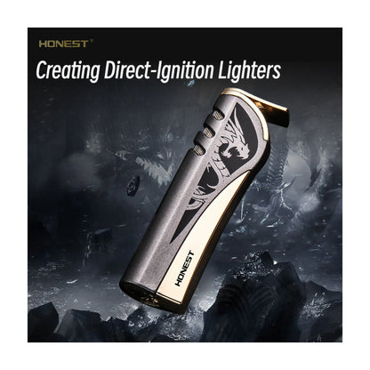 HONEST Blue Flame Torch Lighter Refillable Gas Lighter Creative Metal Design Unique Gift Idea for Men and Women