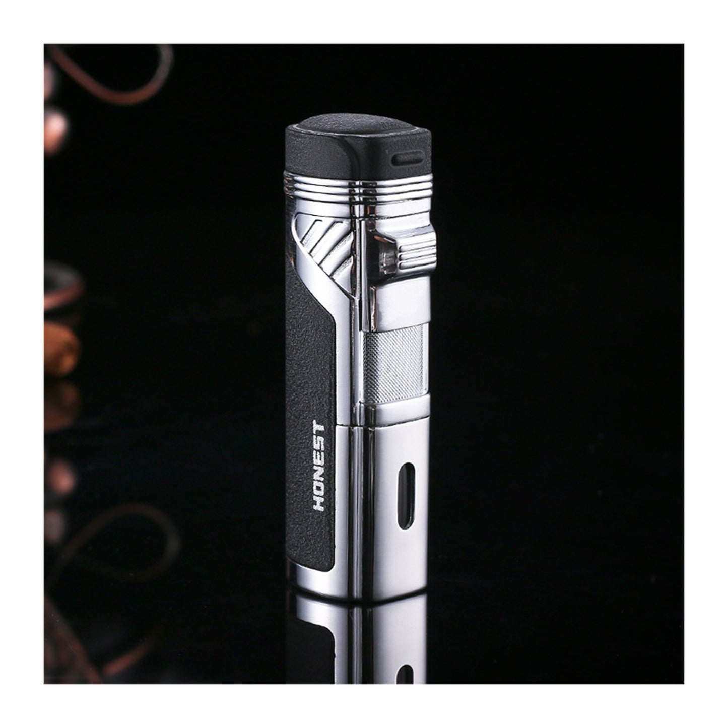 Honest Personalized Multifunction Jet Flame Lighter with Built In Cutter Creative Wood Grain Red Torch Lighter Hot Selling Model