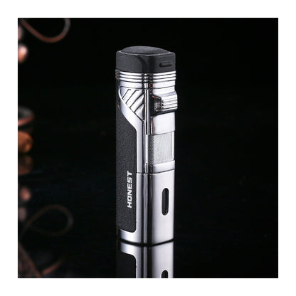 Honest Personalized Multifunction Jet Flame Lighter with Built In Cutter Creative Wood Grain Red Torch Lighter Hot Selling Model