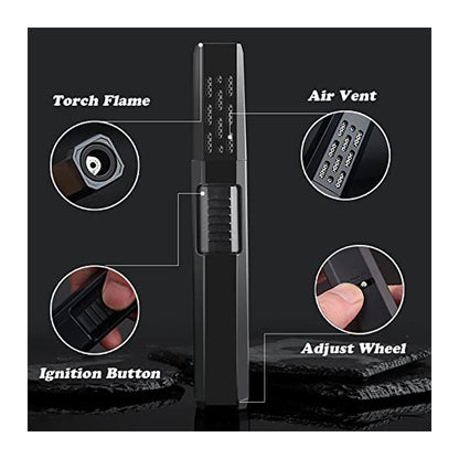 HONEST Refillable Butane Torch Lighter – Adjustable Jet Flame Pen Torch for Grilling, BBQ, Candles, and Camping