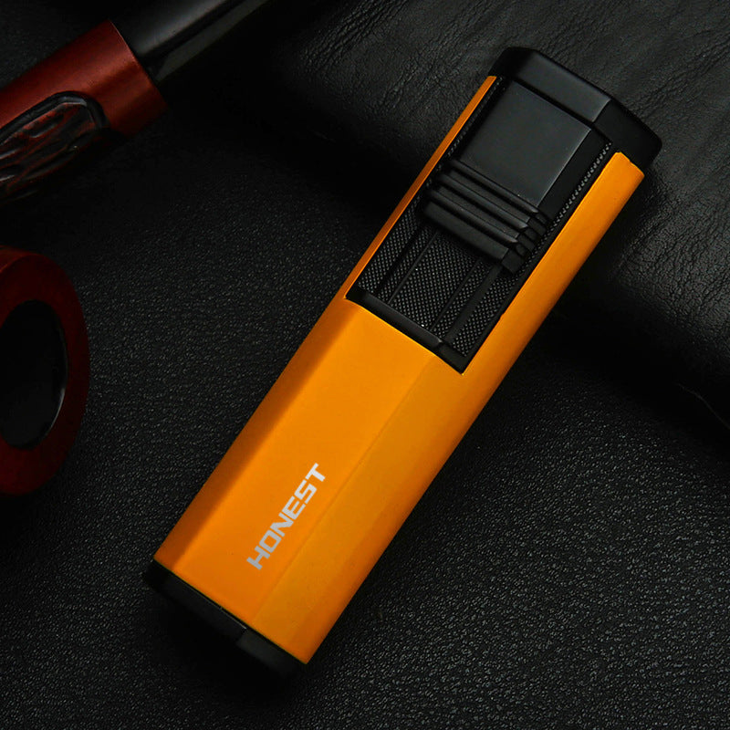 Honest Dual Angled Butane Torch Lighter with Fold-Out Punch Cutter – Metal Refillable Lighter, Windproof Blue Jet Flame, Ergonomic Hexagonal Grip, Stylish Gift for Men