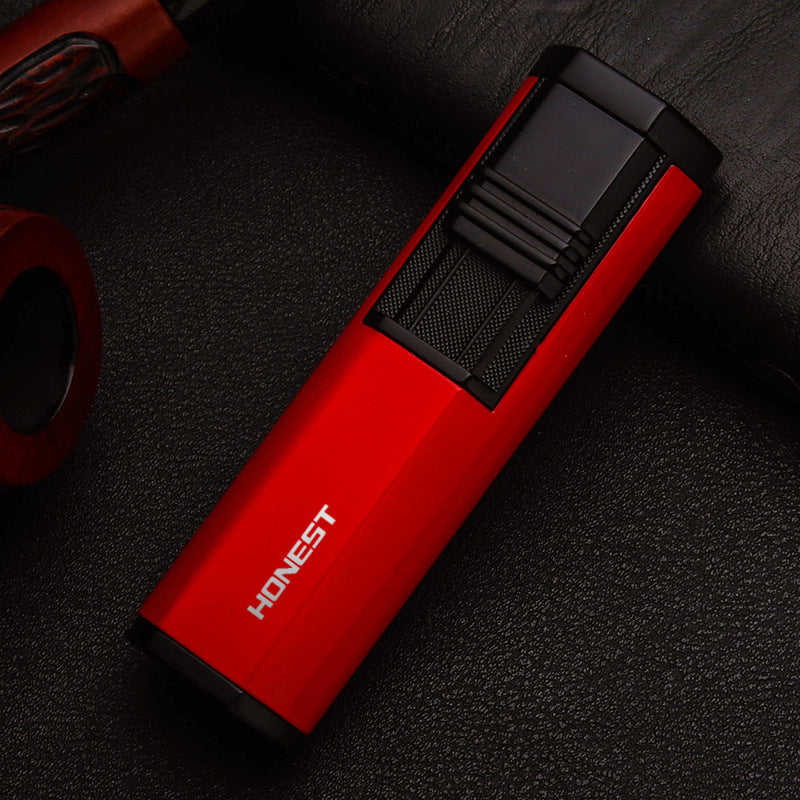 Honest Dual Angled Butane Torch Lighter with Fold-Out Punch Cutter – Metal Refillable Lighter, Windproof Blue Jet Flame, Ergonomic Hexagonal Grip, Stylish Gift for Men