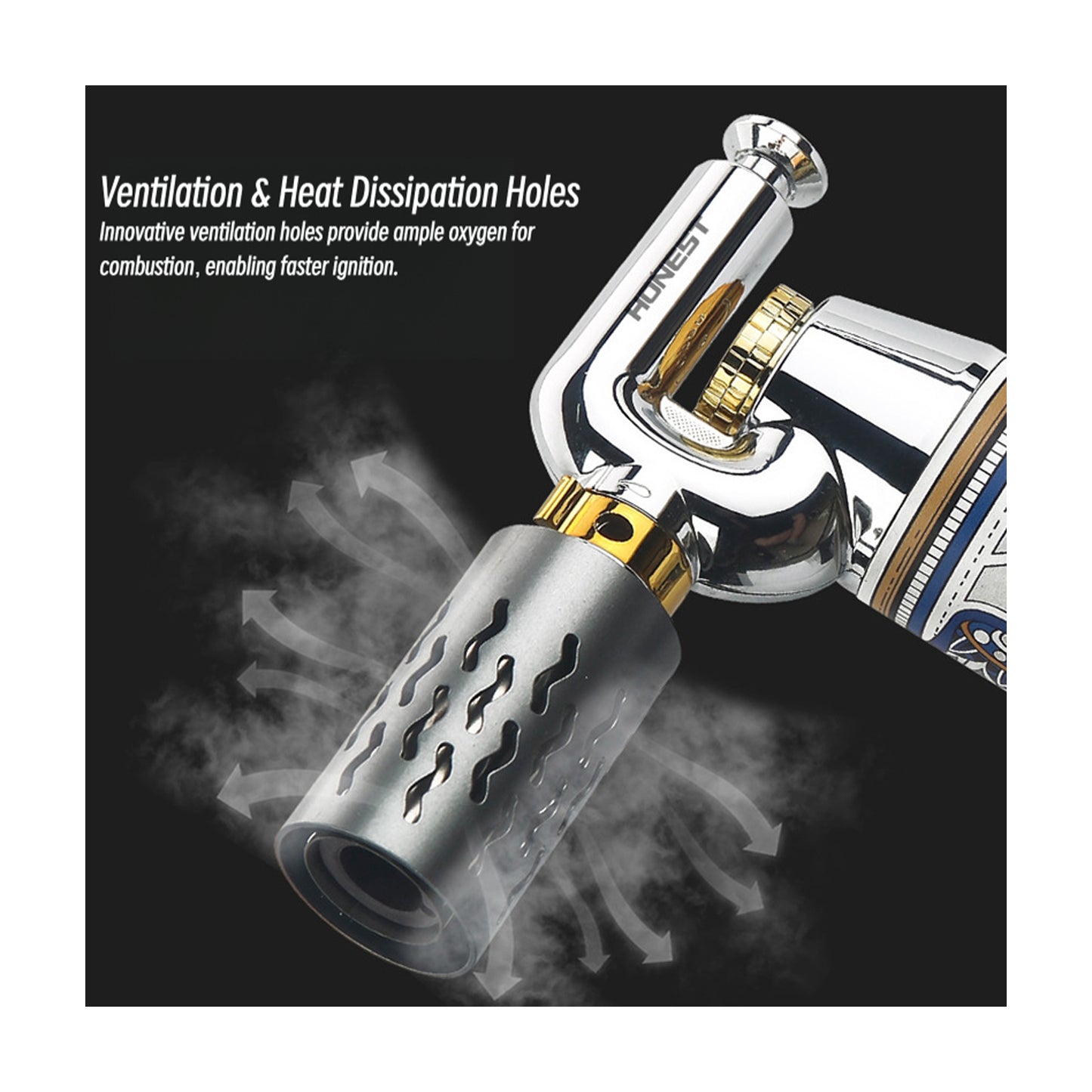 Honest Windproof Metal Torch Lighter Refillable Butane High Heat Igniter for Outdoor Baking Dental Jewelry and Soldering