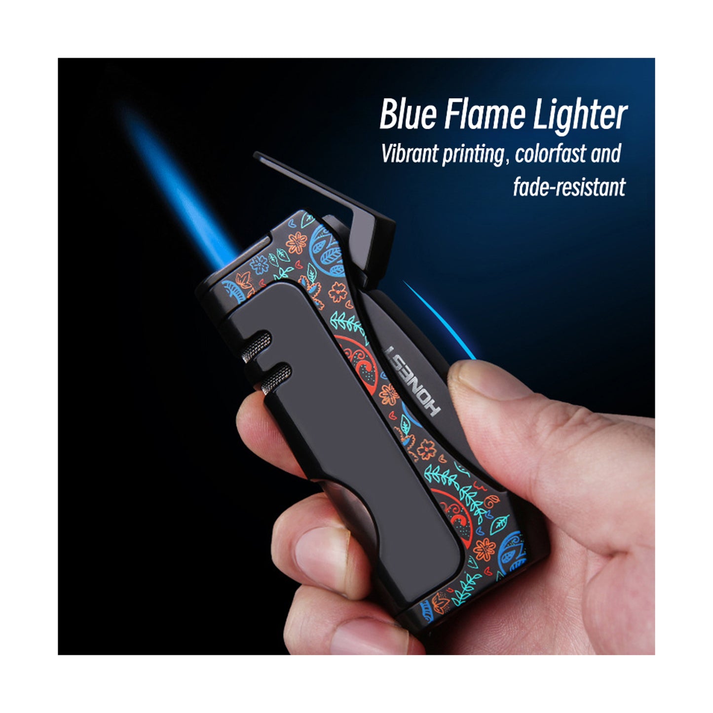 Honest Premium Creative Jet Flame Lighter Metal Refillable Lighter with Built-In Precision Cutter Tool