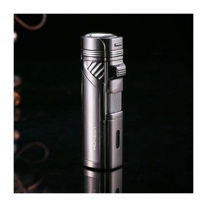 Honest Personalized Multifunction Jet Flame Lighter with Built In Cutter Creative Wood Grain Red Torch Lighter Hot Selling Model