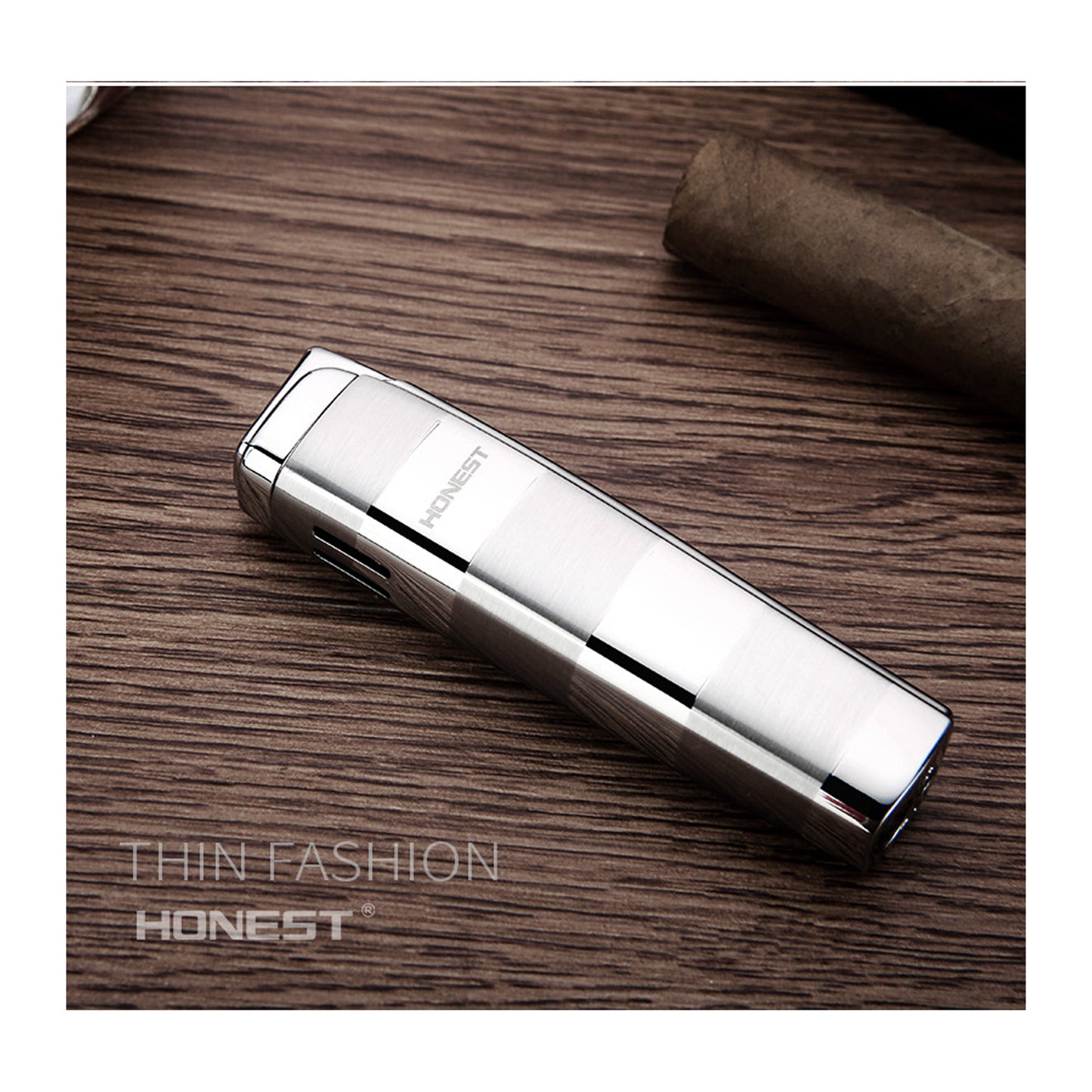 Honest Portable Blue Straight Flame Lighter Windproof Butane Lighter Jet Single Flame Lighter Convenient and Compact Rechargeable Adjustable Flame Suitable for Men's Gifts