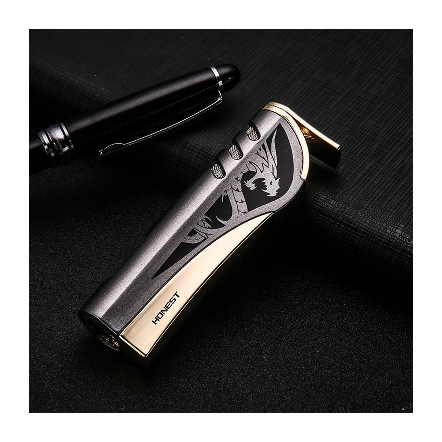 HONEST Blue Flame Torch Lighter Refillable Gas Lighter Creative Metal Design Unique Gift Idea for Men and Women