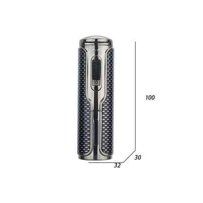 Honest Arc Pulse Windproof Three Straight Blue Flame Lighter, Metal Torch Lighter with Punch Hole, Refillable with Butane, Adjustable Flame, Suitable for Indoor and Outdoor Use