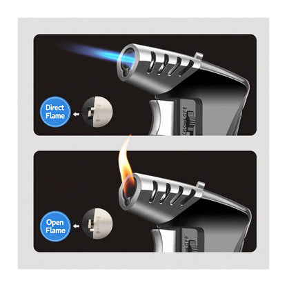 Honest Butane Jet Flame Cooking Lighter, Metal Windproof Lighter, Refillable Torch Lighter, Adjustable Flame Size Lighter for Kitchen Grill BBQ Candle Camping (Butane Not Included)