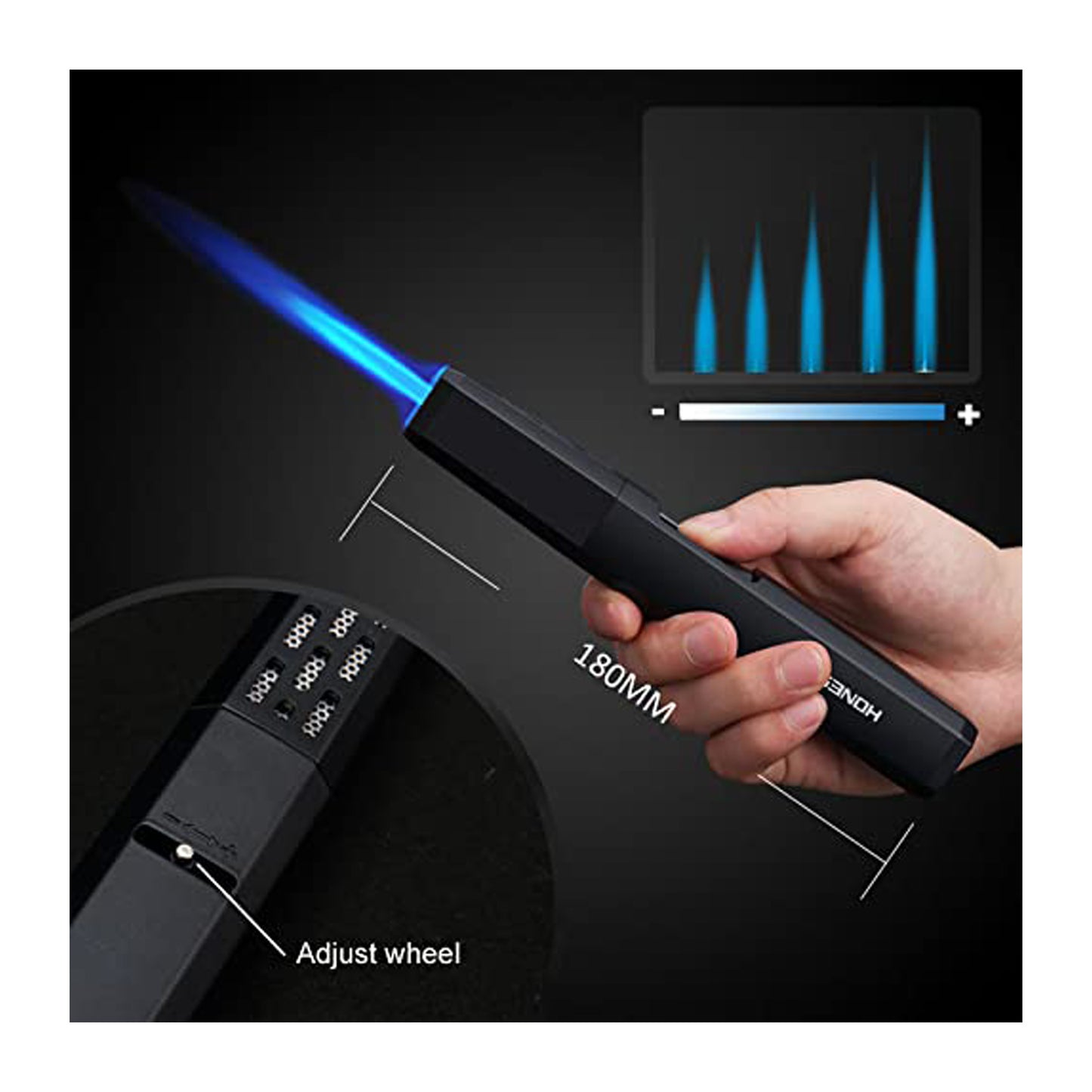HONEST Refillable Butane Torch Lighter – Adjustable Jet Flame Pen Torch for Grilling, BBQ, Candles, and Camping