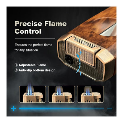 Honest All-in-One Windproof Outdoor Lighter with Dual Jet Flame Built-in Cutter, Butane Refillable and Flames Adjustable, Visible Gas Tank, Portable for Travel, Candle Lovers, Box Included