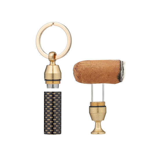 Honest Solid Brass 2-in-1 Cigar Punch Cutter Cigar Needle with Keychain, Cigar Draw Enhancer, Premium Cigar Accessories Tool