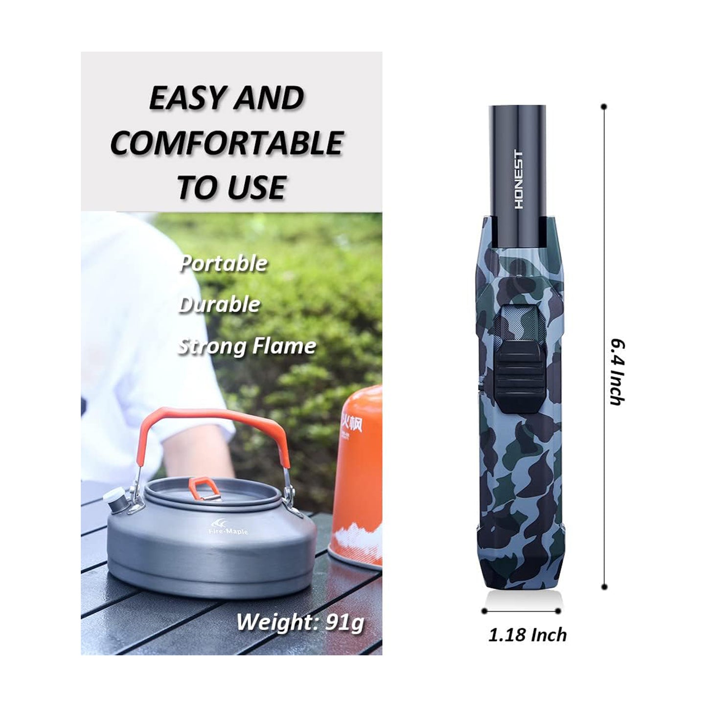 Honest Turbine Torch Jet Torch Butane Lighter with Gift Box Windproof Adjustable Jet Flame Lighters Refillable Solar Beam Torch Lighter for Hiking Travel BBQ Camping Butane Not Included