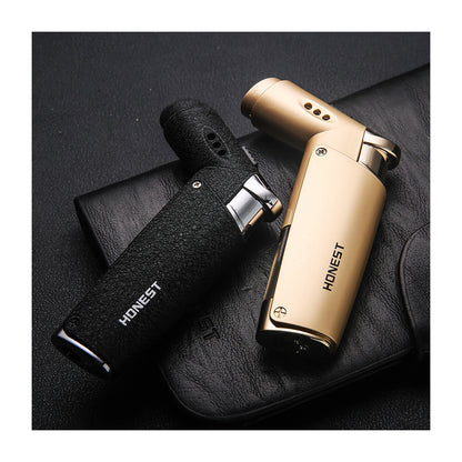 HONEST Mini Portable Windproof Refillable Metal Butane Lighter Straight Jet Flame Compact Pocket Lighter for Men Gift