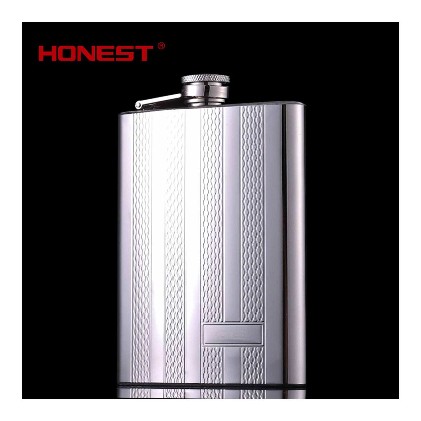 Honest Genuine 8oz Hip Flask Set Portable Outdoor Stainless Steel Liquor Flask Double Sided Embossed Gift Set