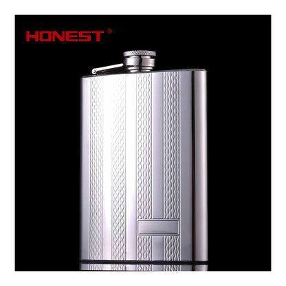 Honest Genuine 8oz Hip Flask Set Portable Outdoor Stainless Steel Liquor Flask Double Sided Embossed Gift Set