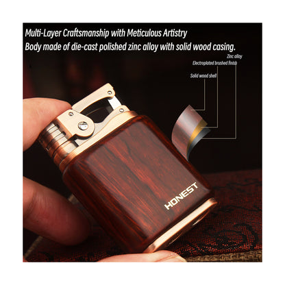 Honest Premium Windproof Kerosene Lighter for Men Retro Vintage Sandalwood Durable Creative Gift
