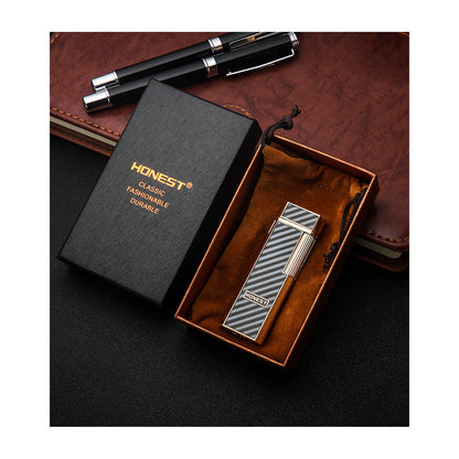 Honest Lighters Slim Soft Flame Lighter Vintage Metal Vertical Ignition Grinding Wheel Butane Lighter Great Gift for Men & Women